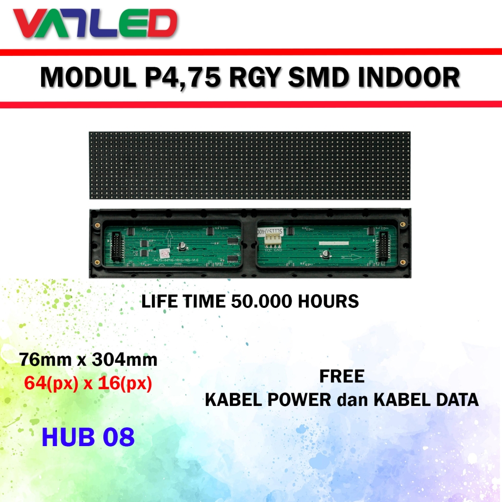 MODUL RUNNING TEXT INDOR P4,75 RED GREEN YELLOW RGY SMD | VANLED.NET